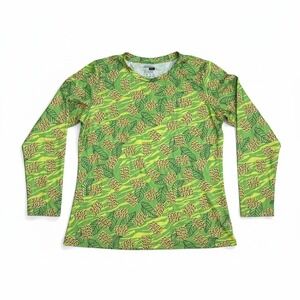 Izzy & Liv Green Girl Boss Tropical Leaf Graphic Long Sleeve Top Ladies Large